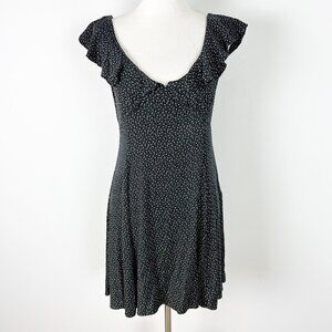 Kimchi Blue Babydoll Mini Dress Black Ditsy Floral Size Large Women's